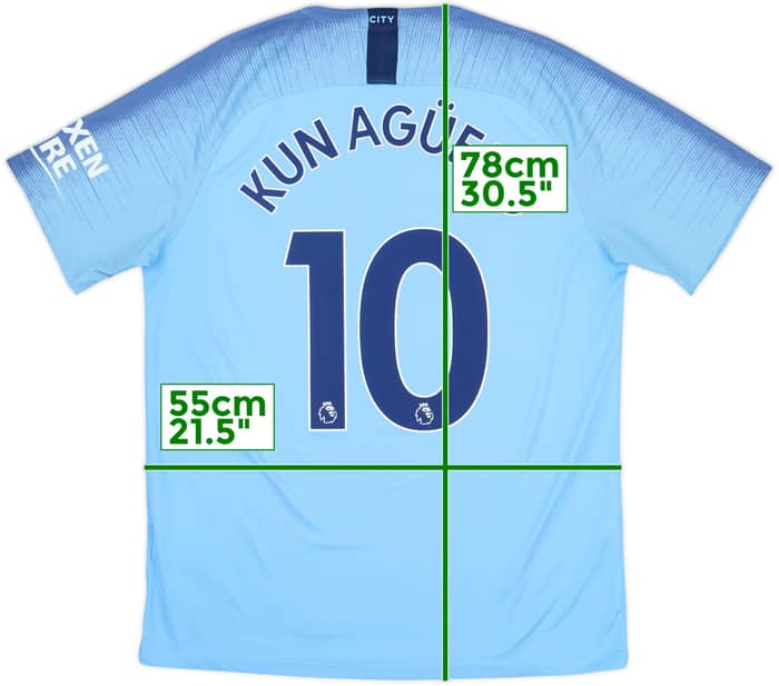2018-19 Manchester City Home Shirt Kun Aguero #10 - 9/10 - (L)