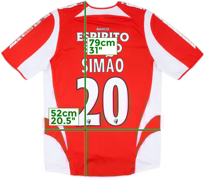 2005-06 Benfica Home Shirt Simao #20 - 5/10 - (M)