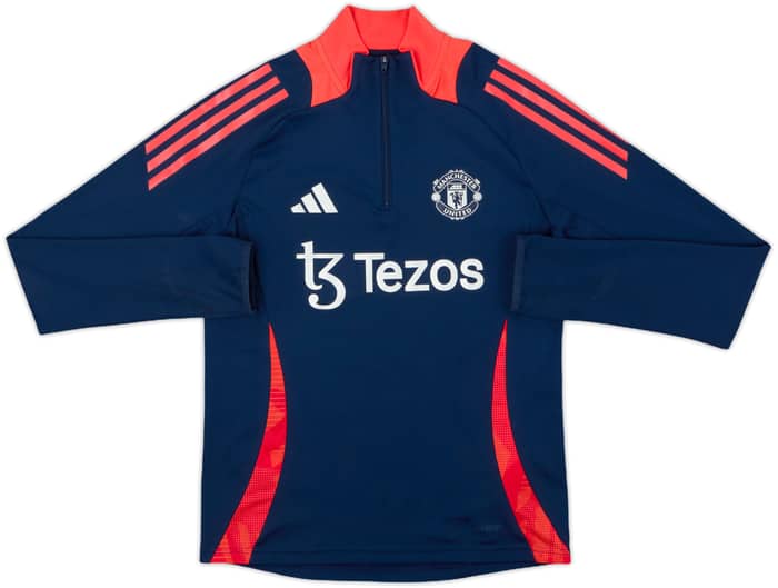 2024-25 Manchester United adidas 1/4 Zip Drill Top - 7/10 - (L.Boys)