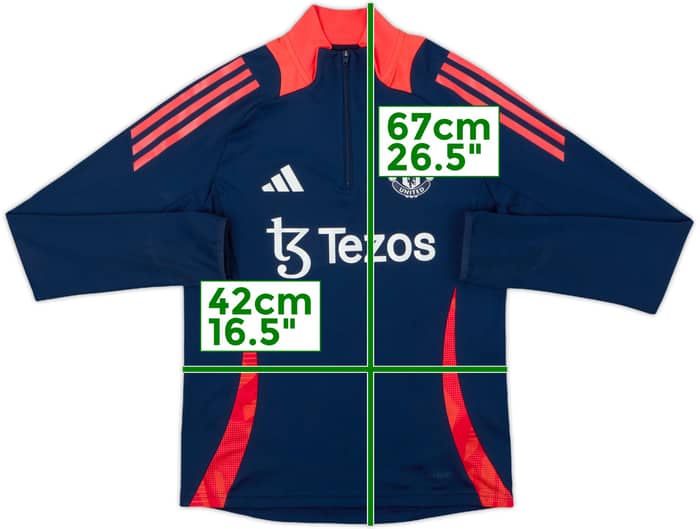 2024-25 Manchester United adidas 1/4 Zip Drill Top - 7/10 - (L.Boys)