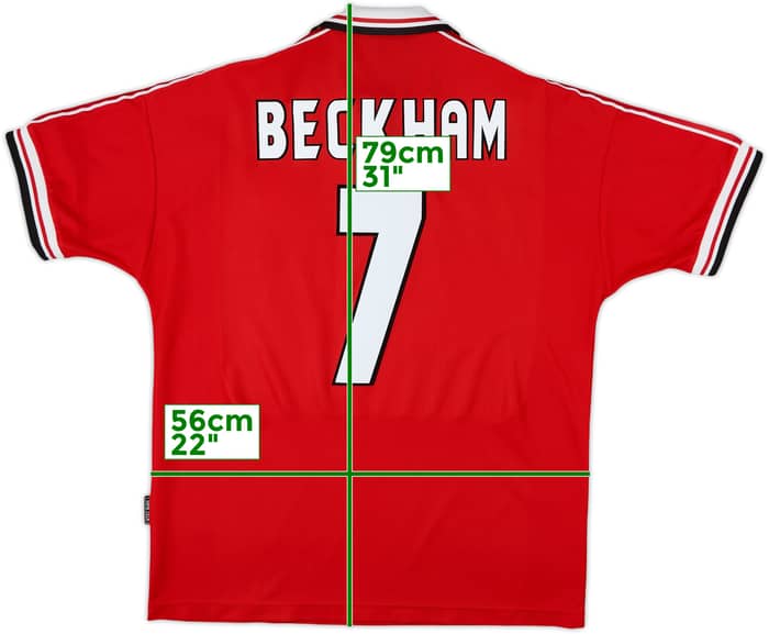 1998-00 Manchester United Home Shirt Beckham #7 - 8/10 - (L)