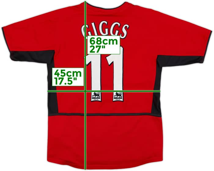 2002-04 Manchester United Home Shirt Giggs #11 - 8/10 - (L.Boys)