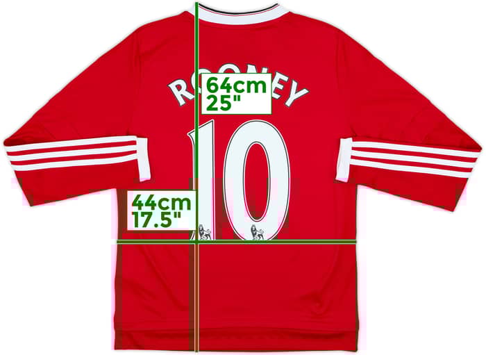 2015-16 Manchester United Home L/S Shirt Rooney #10 - 9/10 - (L.Boys)