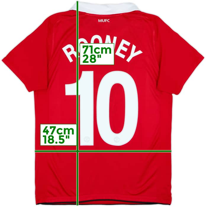 2010-11 Manchester United Home Shirt Rooney #10 - 7/10 - (XL.Boys)