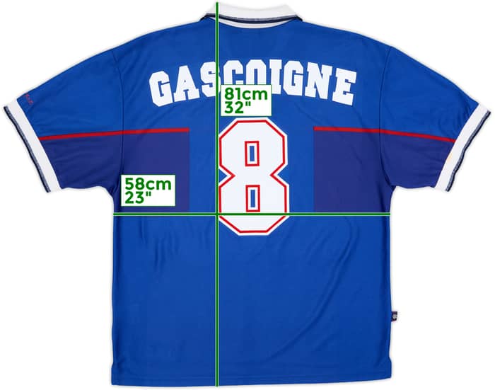 1997-99 Rangers Home Shirt Gascoigne #8 - 8/10 - (XL)