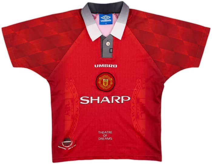 1996-98 Manchester United Home Shirt - 8/10 - (L.Boys)
