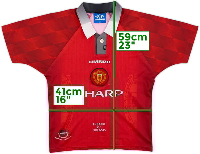 1996-98 Manchester United Home Shirt - 8/10 - (L.Boys)
