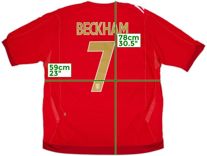 2006-08 England Away Shirt Beckham #7 - 7/10 - (XXL)