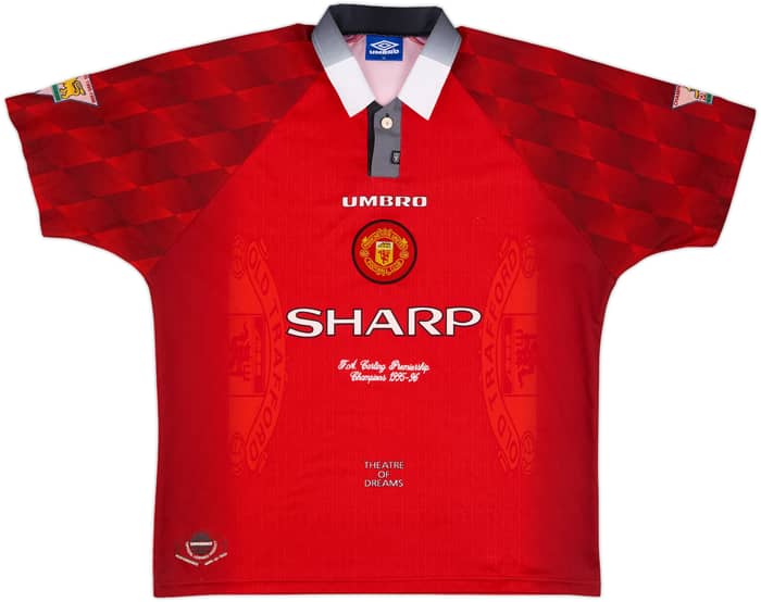 1996-98 Manchester United Home Shirt Cantona #7 - 8/10 - (XL)