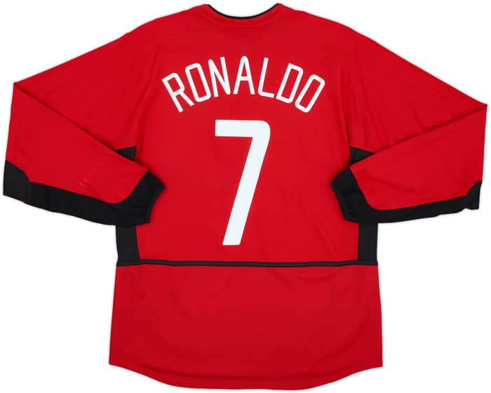2002-04 Manchester United Home L/S Shirt Ronaldo #7 - 8/10 - (M)