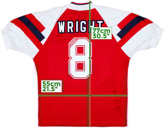 1992-94 Arsenal Home Shirt Wright #8 - 8/10 - (L)