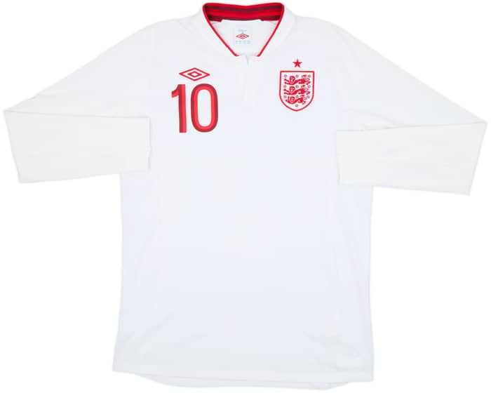2012-13 England Home L/S Shirt Rooney #10 - 8/10 - (L)