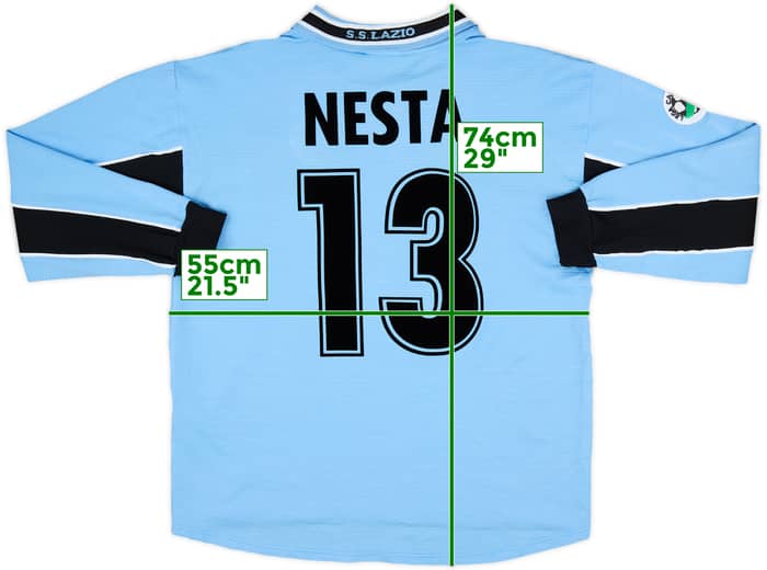 1998-00 Lazio Home L/S Shirt Nesta #13 - 7/10 - (L)