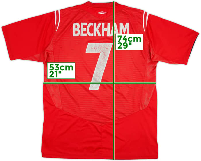 2004-06 Inglaterra Camiseta Visitante Beckham #7 - 5/10 - (L)