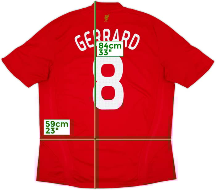 2008-10 Liverpool Home Shirt Gerrard #8 - 6/10 - (XL)