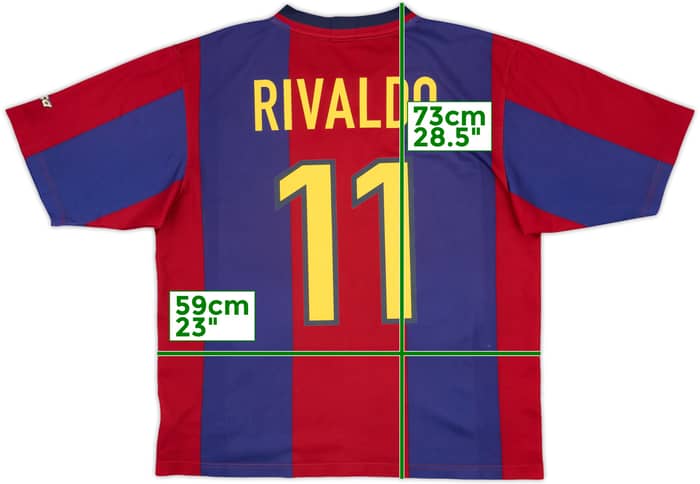 1998-00 Barcelona Basic Home Shirt Rivaldo #11 - 8/10 - (L)