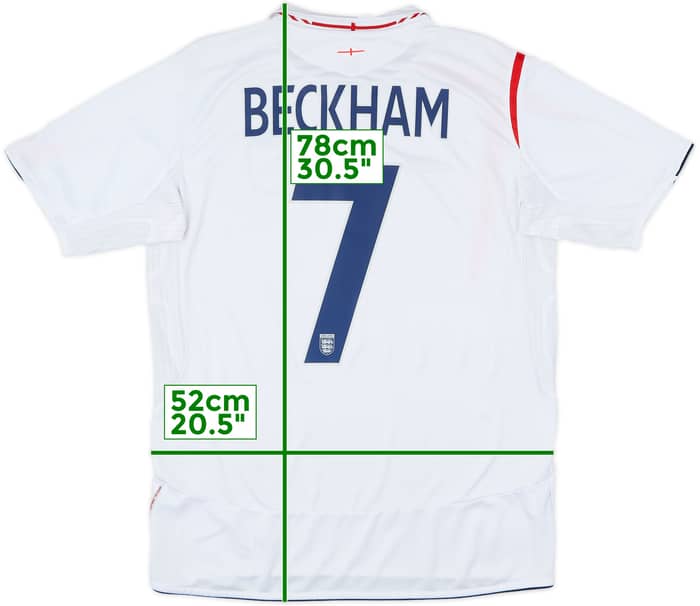 2005-07 England Home Shirt Beckham #7 - 7/10 - (L)
