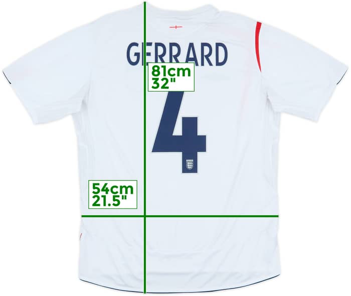 2005-07 England Home Shirt Gerrard #4 - 6/10 - (XL)