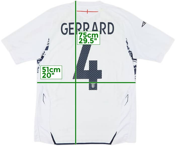 2007-09 England Home Shirt Gerrard #4 - 7/10 - (M)