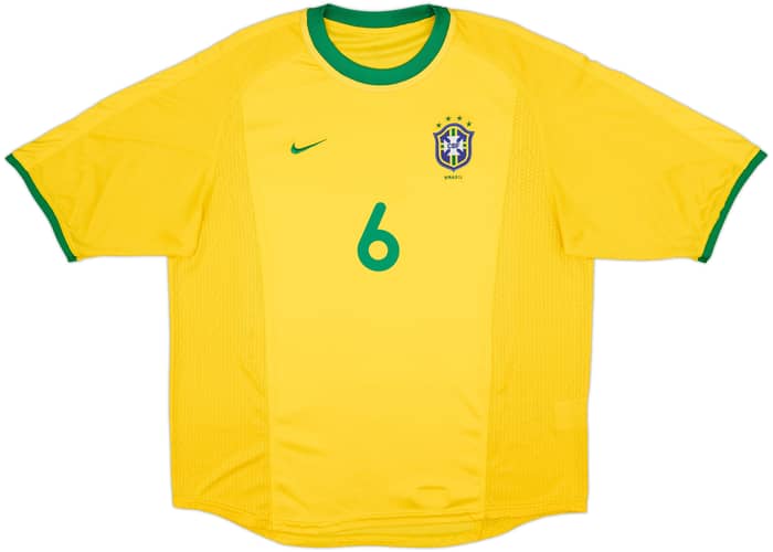 2000-02 Brazil Home Shirt R.Carlos #6 - 9/10 - (L)