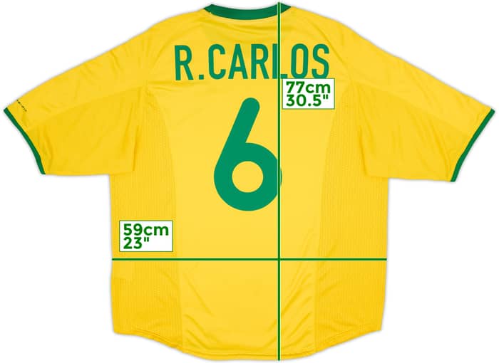 2000-02 Brazil Home Shirt R.Carlos #6 - 9/10 - (L)