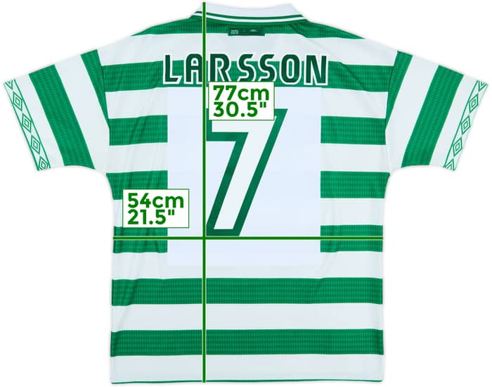 1997-99 Celtic Home Shirt Larsson #7 - 8/10 - (L)