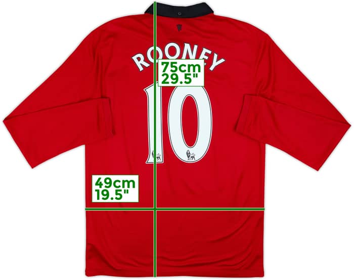 2013-14 Manchester United Home L/S Shirt Rooney #10 - 8/10 - (M)