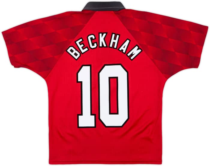 1996-98 Manchester United Home Shirt Beckham #10 - 9/10 - (Y)
