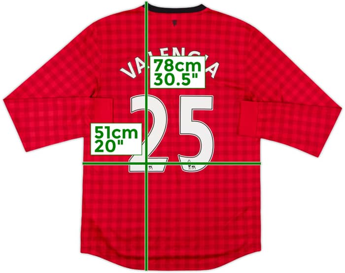 2012-13 Manchester United Home L/S Shirt Valencia #25 - 5/10 - (M)