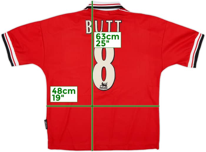 1998-00 Manchester United Home Shirt Butt #8 - 6/10 - (Y)