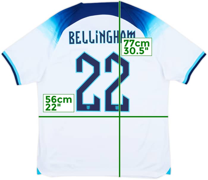 2022-23 England Home Shirt Bellingham #22 - 8/10 - (L)