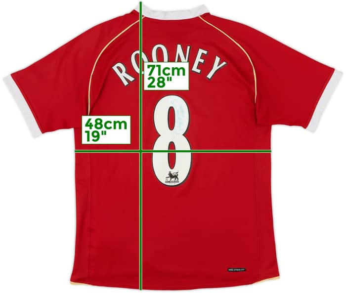 2006-07 Manchester United Signed Home Shirt Rooney #8 - 6/10 - (XL.Boys)