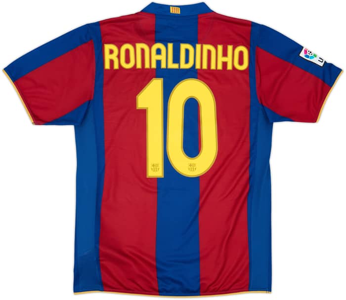 2007-08 Barcelona Home Shirt Ronaldinho #10 - 9/10 - (M)