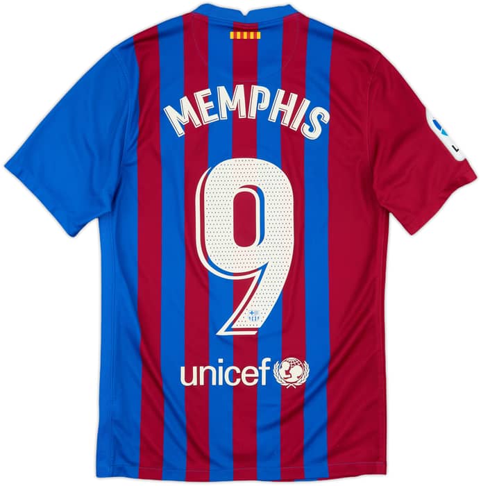 2021-22 Barcelona Home Shirt Memphis #9 - 8/10 - (S)