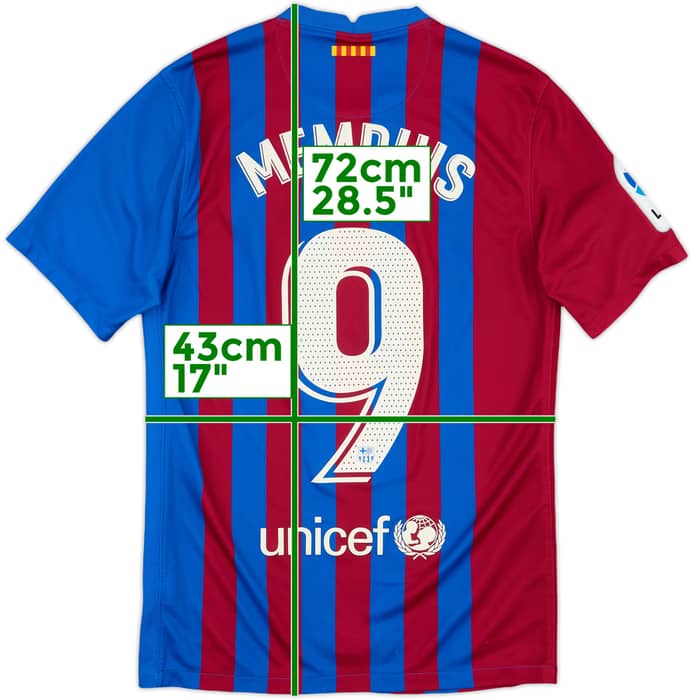 2021-22 Barcelona Home Shirt Memphis #9 - 8/10 - (S)