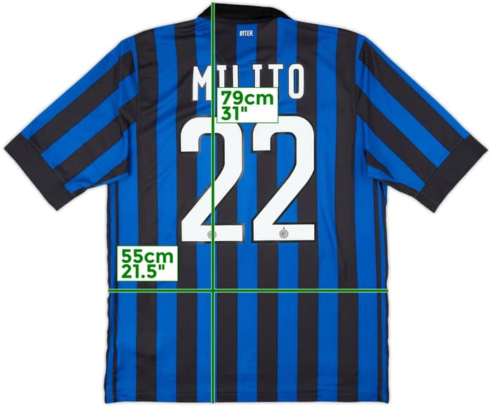 2011-12 Inter Milan Home Shirt Milito #22 - 8/10 - (L)