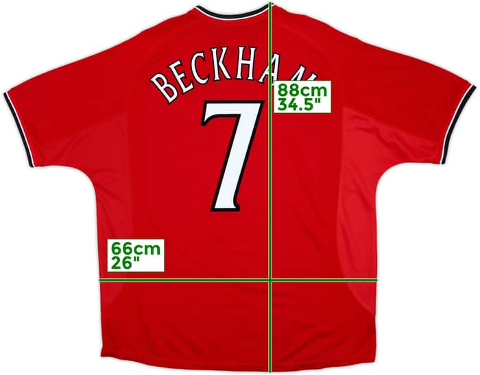2000-02 Manchester United Home Shirt Beckham #7 - 9/10 - (XXL)