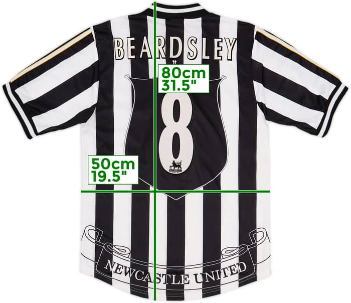 1997-99 Newcastle Home Shirt Beardsley #8 - 7/10 - (S)