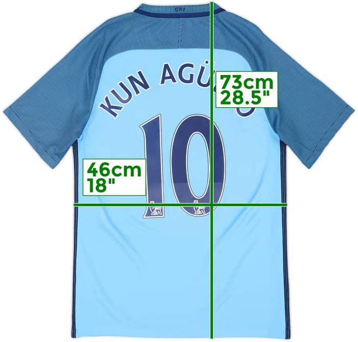 2016-17 Manchester City Home Shirt Kun Aguero #10 - 8/10 - (S)