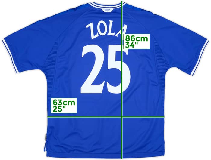 1999-01 Chelsea Home Shirt Zola #25 - 9/10 - (XXL)