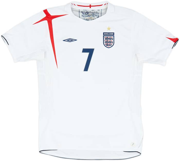 2005-07 England Home Shirt Beckham #7 - 7/10 - (XL.Boys)