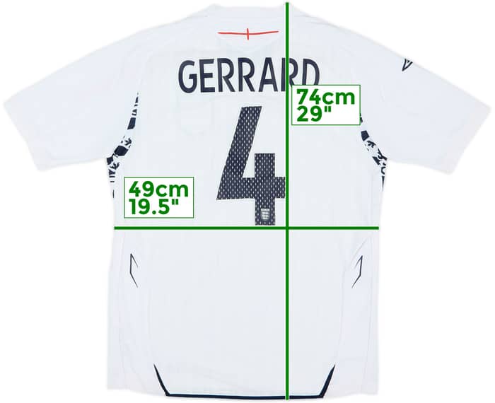 2007-09 England Home Shirt Gerrard #4 - 6/10 - (L)