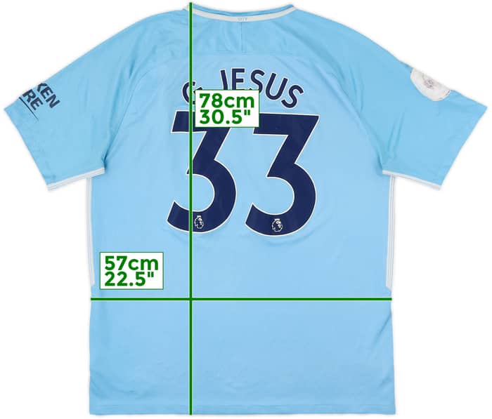 2017-18 Manchester City Home Shirt Jesus #33 - 5/10 - (XL)