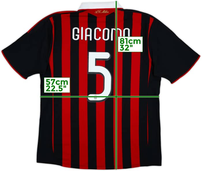 2009-10 AC Milan Home Shirt Giacomo #5 - 7/10 - (XL)