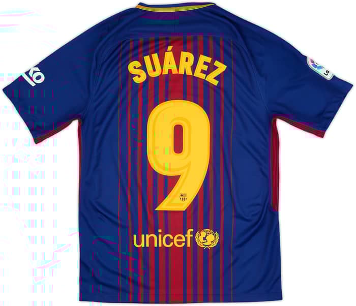 2017-18 Barcelona Home Shirt Suarez #9 - 9/10 - (S)