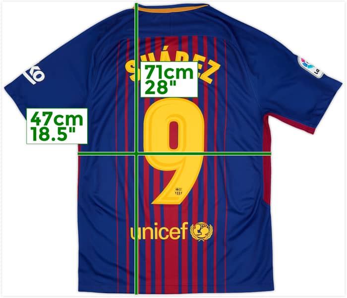 2017-18 Barcelona Home Shirt Suarez #9 - 9/10 - (S)