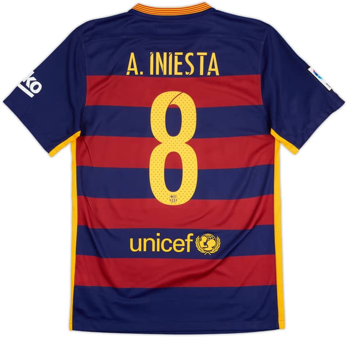 2015-16 Barcelona Home Shirt A.Iniesta #8 - 7/10 - (S)