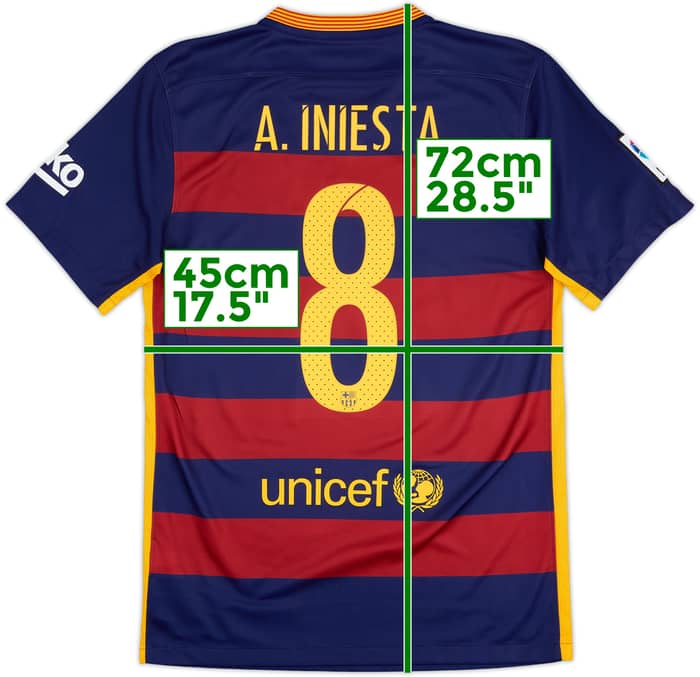 2015-16 Barcelona Home Shirt A.Iniesta #8 - 7/10 - (S)