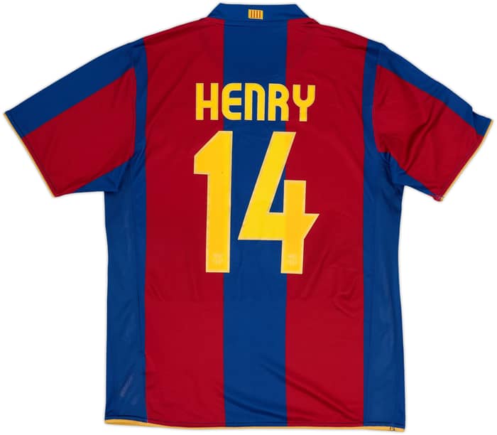 2007-08 Barcelona Home Shirt Henry #14 - 8/10 - (M)