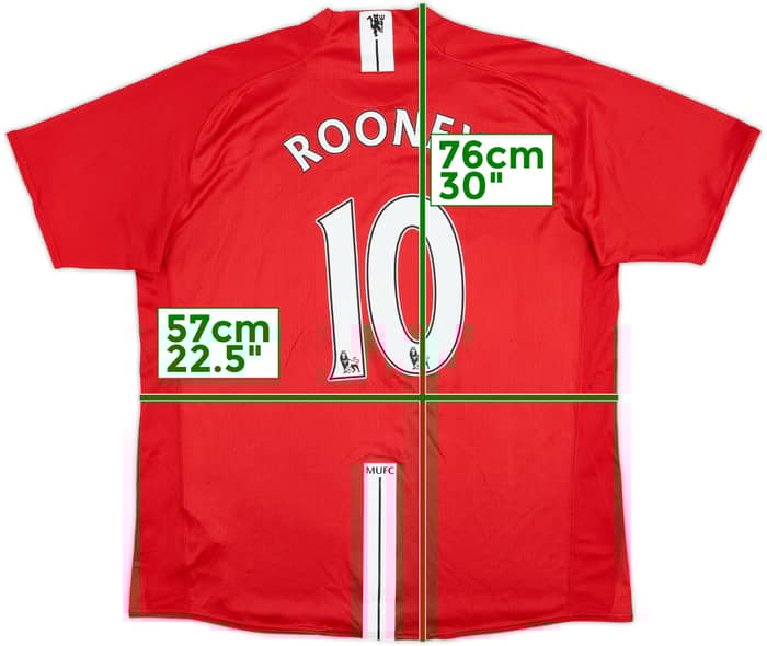 2007-09 Manchester United Home Shirt Rooney #10 - 8/10 - (XL)